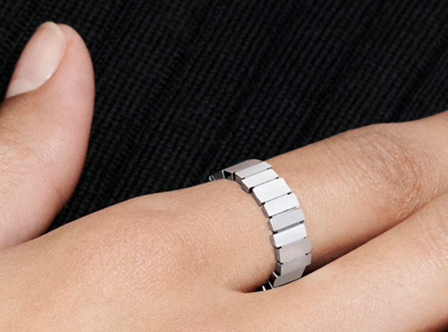 DA-JGEM95020 light gold square grid combination bar ring