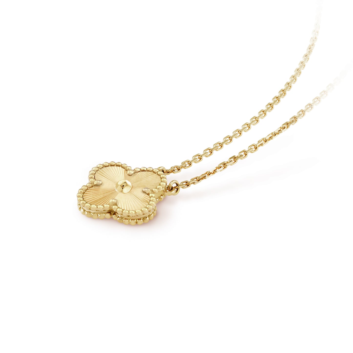 VCARP4KL00 15mm four-leaf clover flower piece tethered chain pendant necklace