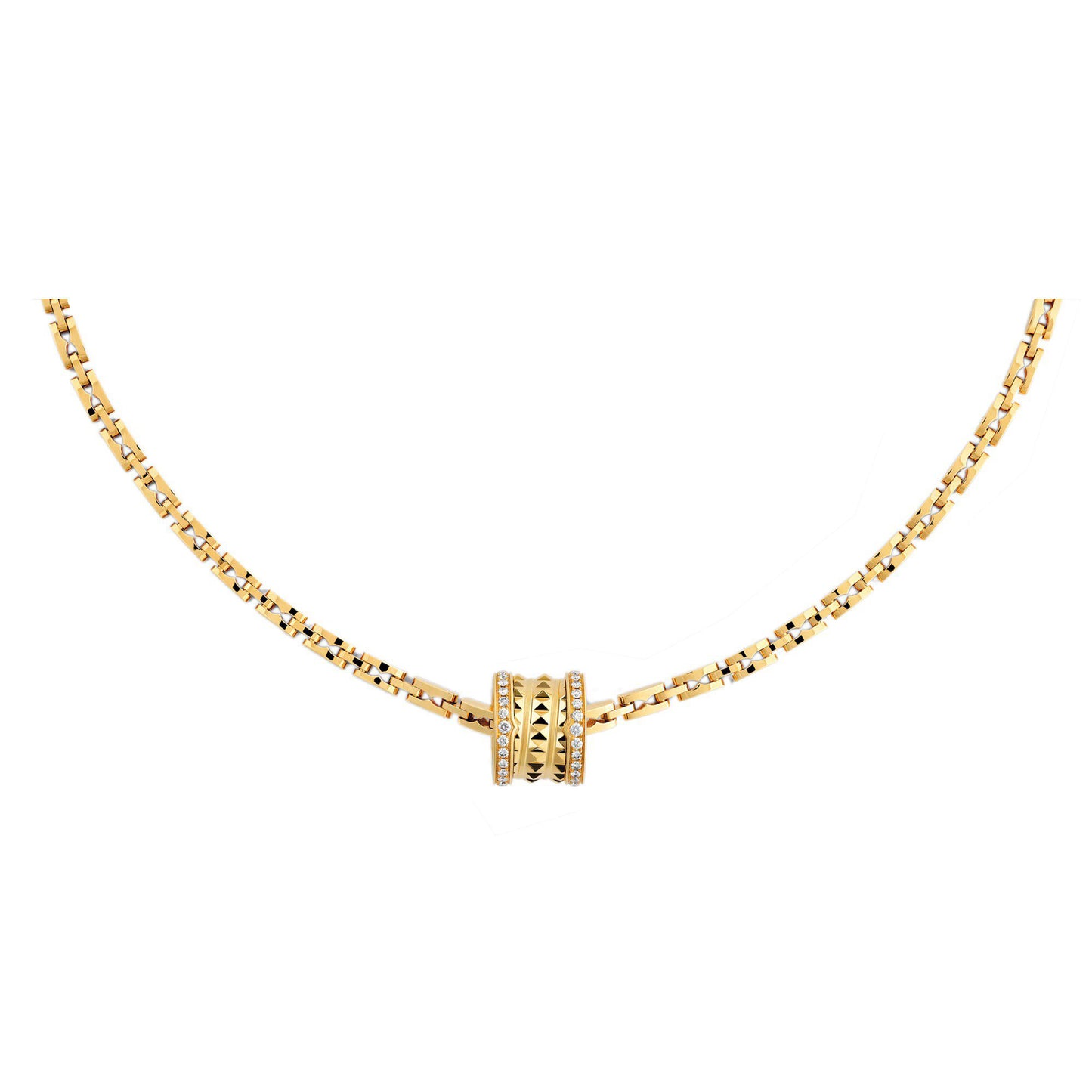 BGL-358279 counter two-circle version rivet edge diamond spiral necklace 18 inches