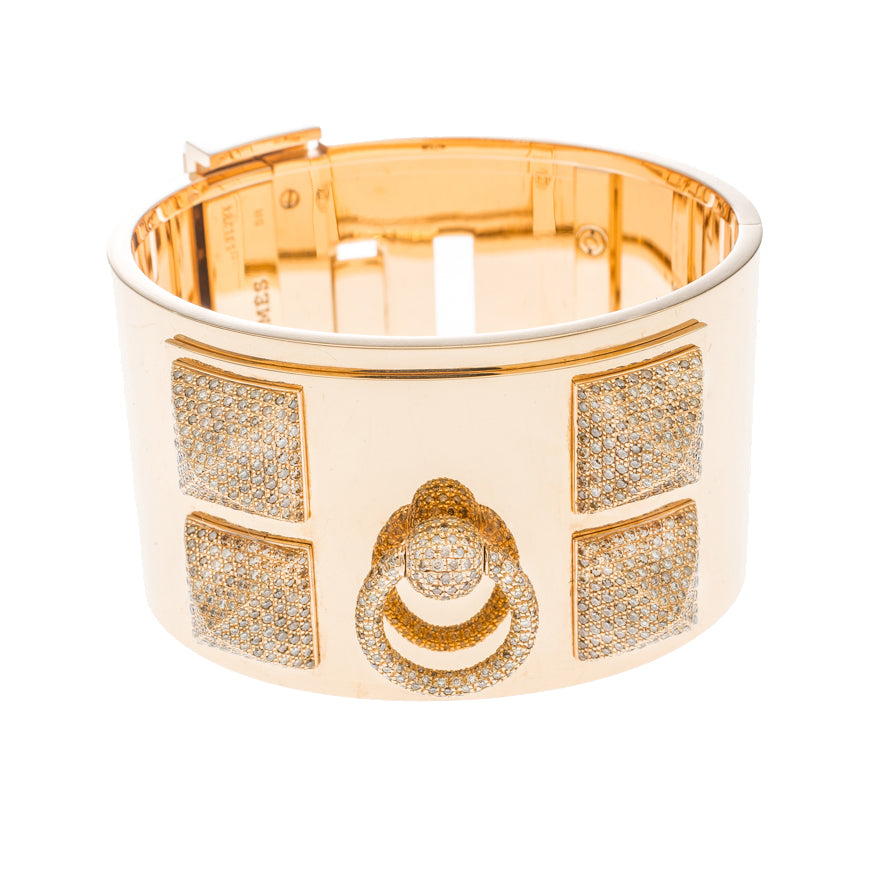 AiHshi-H108036B 38.2mm half-diamond four gold mountain ultra-wide bracelet