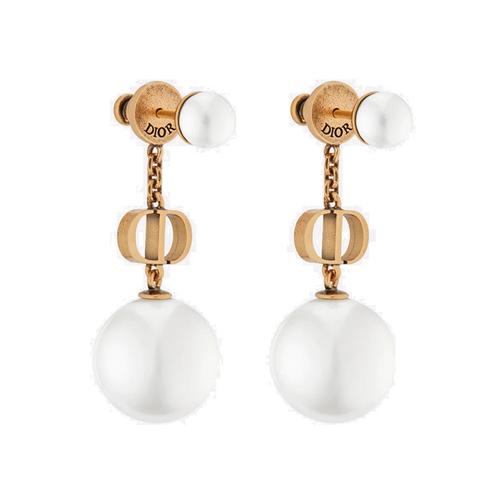 DIOR-4158412 客版CD光金字母双珍珠耳钉 大珍珠14mm