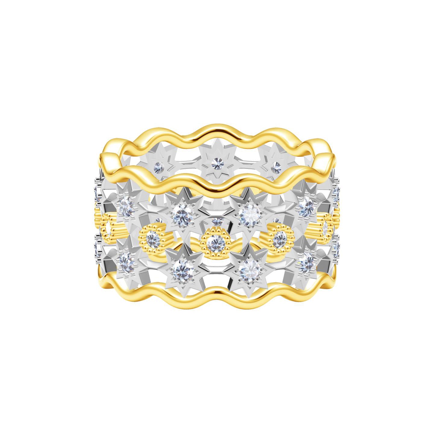 BQLT-RIN539160 12mm water wavy eight-pointed star ring