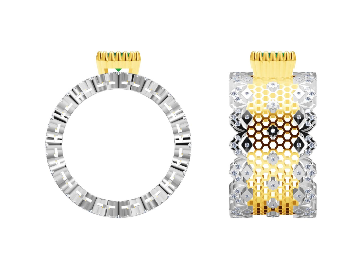 BQLT-JZ837496 13mm bezel lace honeycomb wavy edge arm ring
