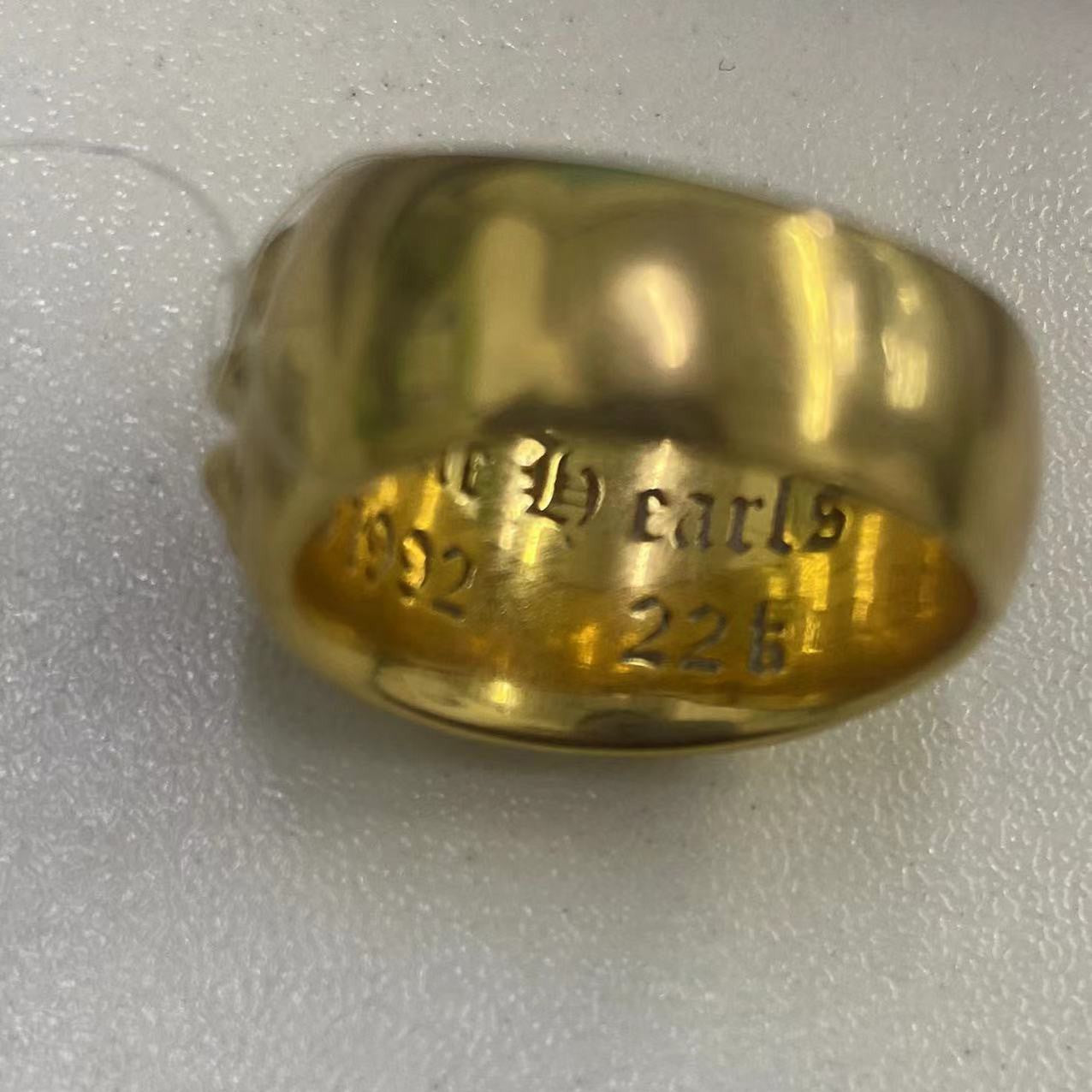 KLX-CH38724 guest version light gold cross thatch ring