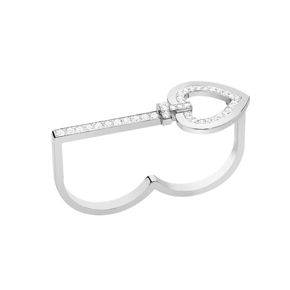 FLD-4B0991 Heart-shaped two-finger ring 17#