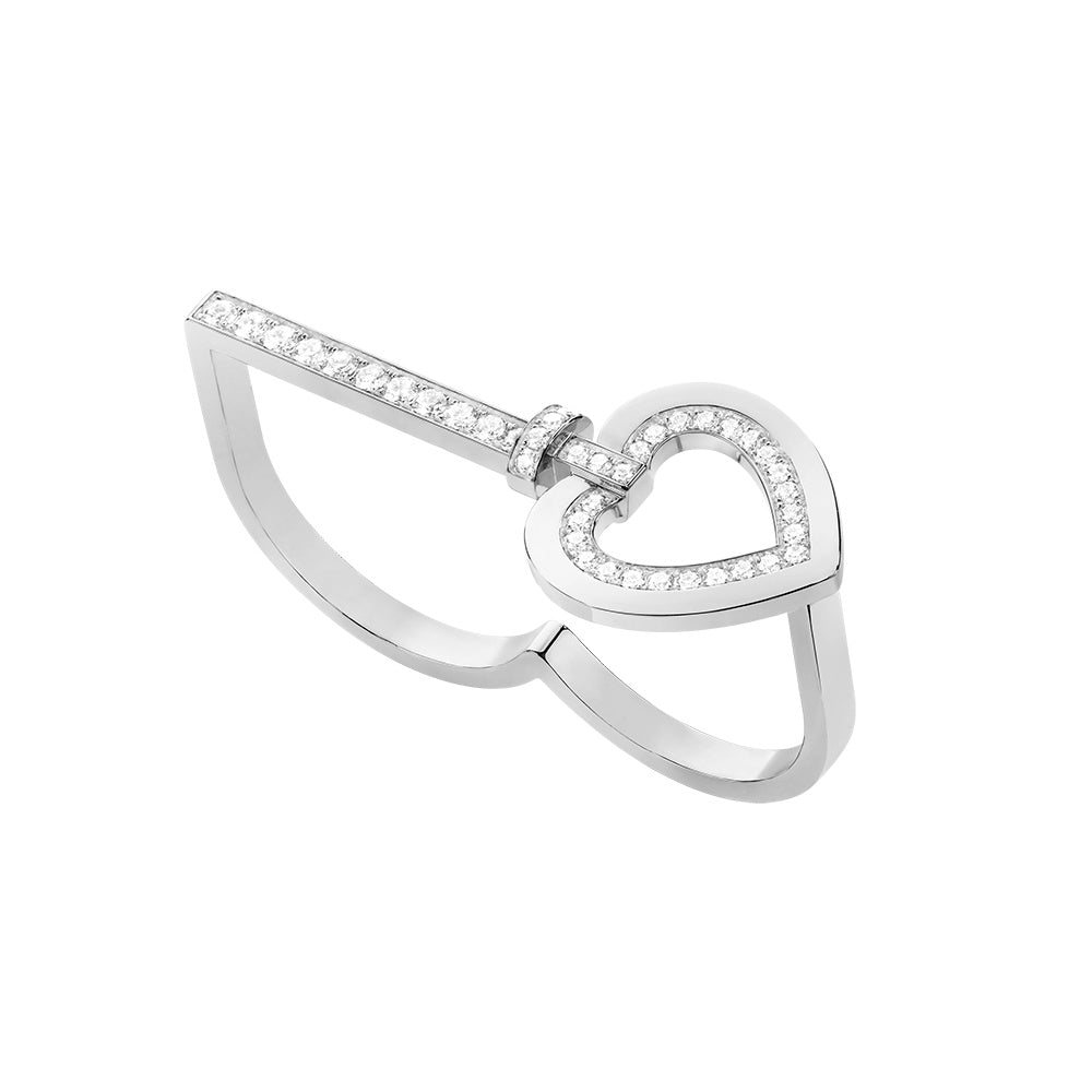 FLD-4B0991 Heart-shaped two-finger ring 17#