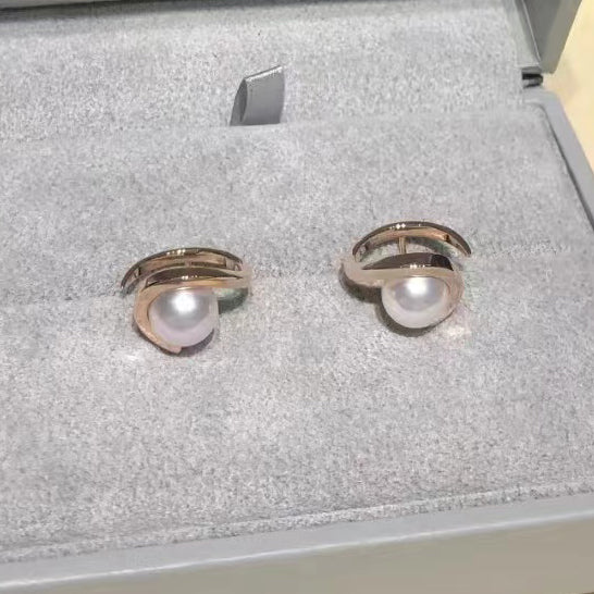 TSQ-732151 Ribbon wrapped pearl earrings