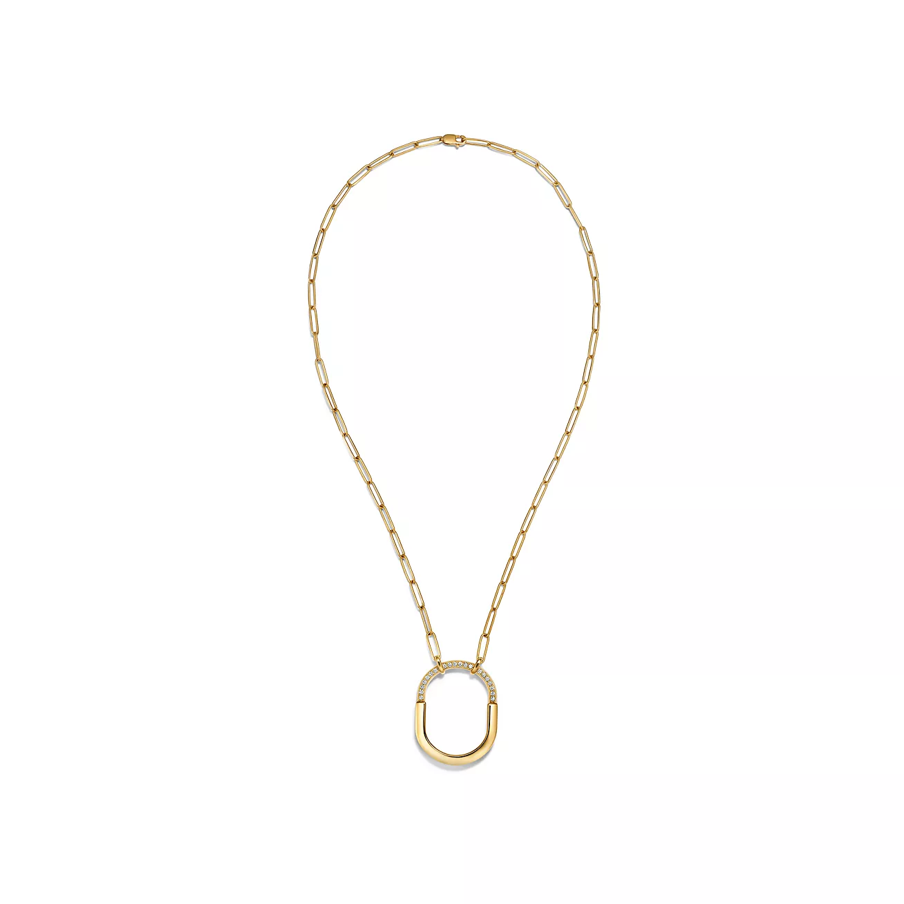 TIF-72342194 Large Love Activity Lock Colored Half Diamond Necklace