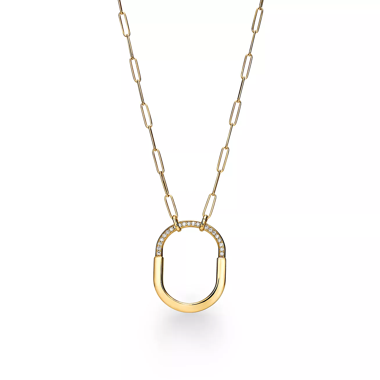 TIF-72342194 Large Love Activity Lock Colored Half Diamond Necklace