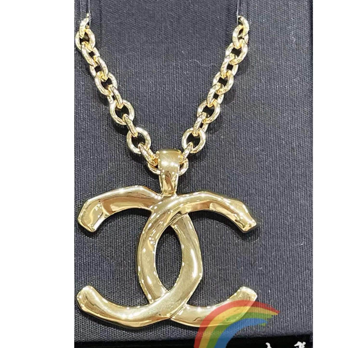 XNE-Double C pendant asymmetric light gold high and low cross pendant