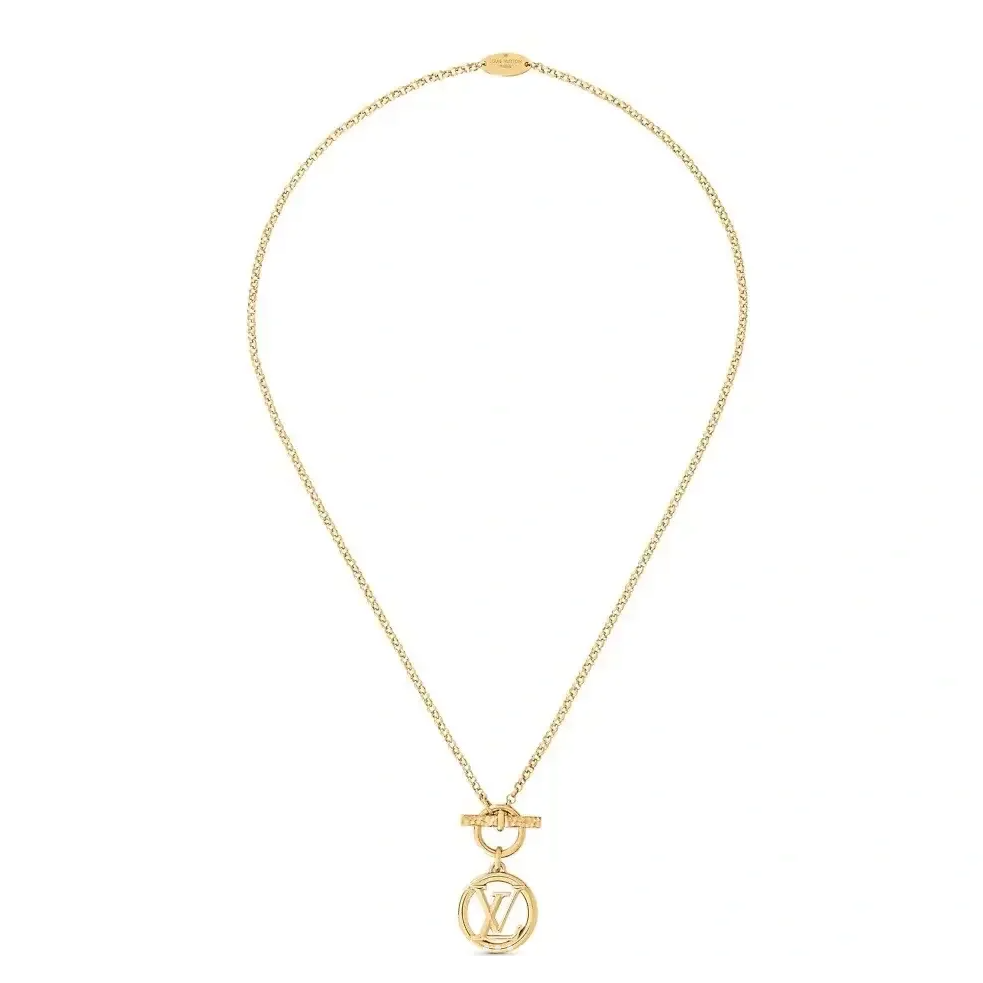 LV-M00598 light gold Q-shaped LV ring LOGO necklace