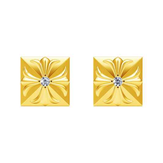KLX-CH507045 8mm Square Cross Stud Earrings