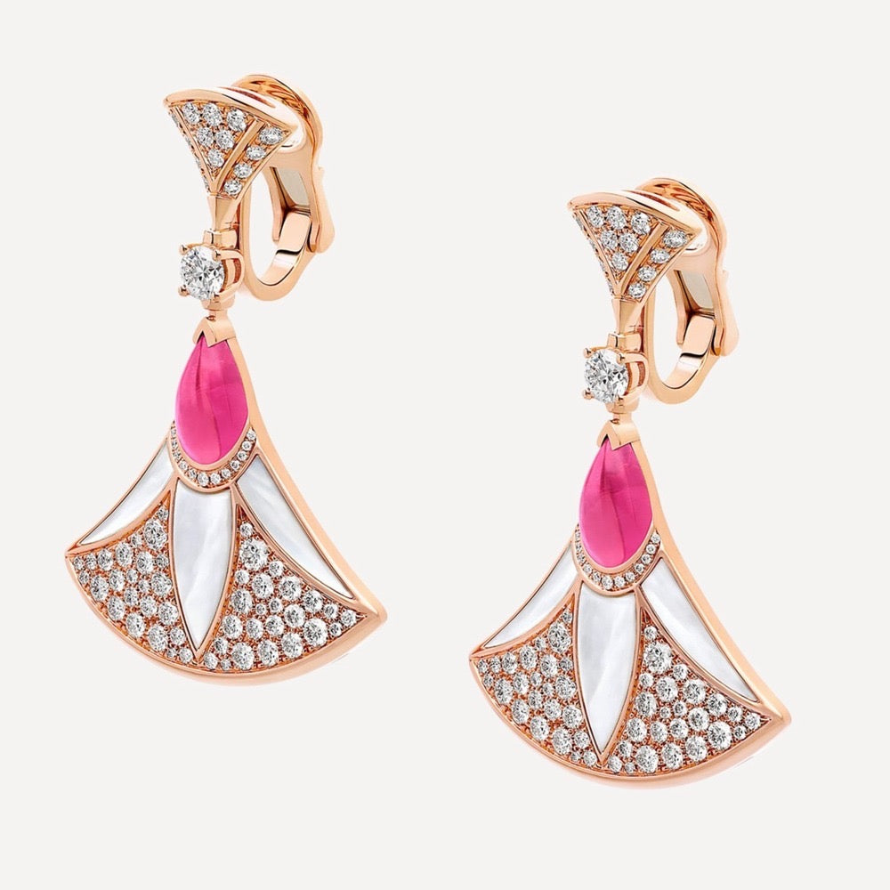 BGL-360699 pink pear-shaped fan earrings