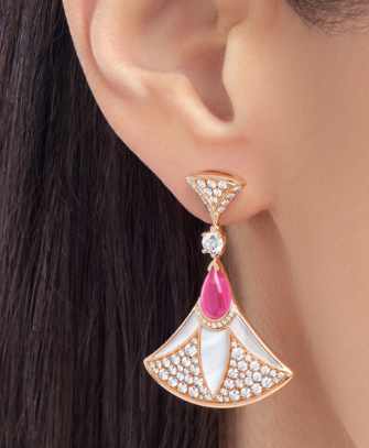 BGL-360699 pink pear-shaped fan earrings