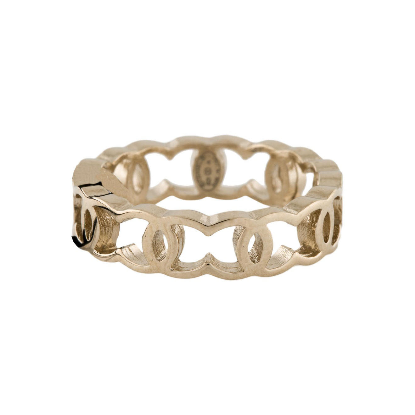 XNE-CHA940751 double C light gold bar ring