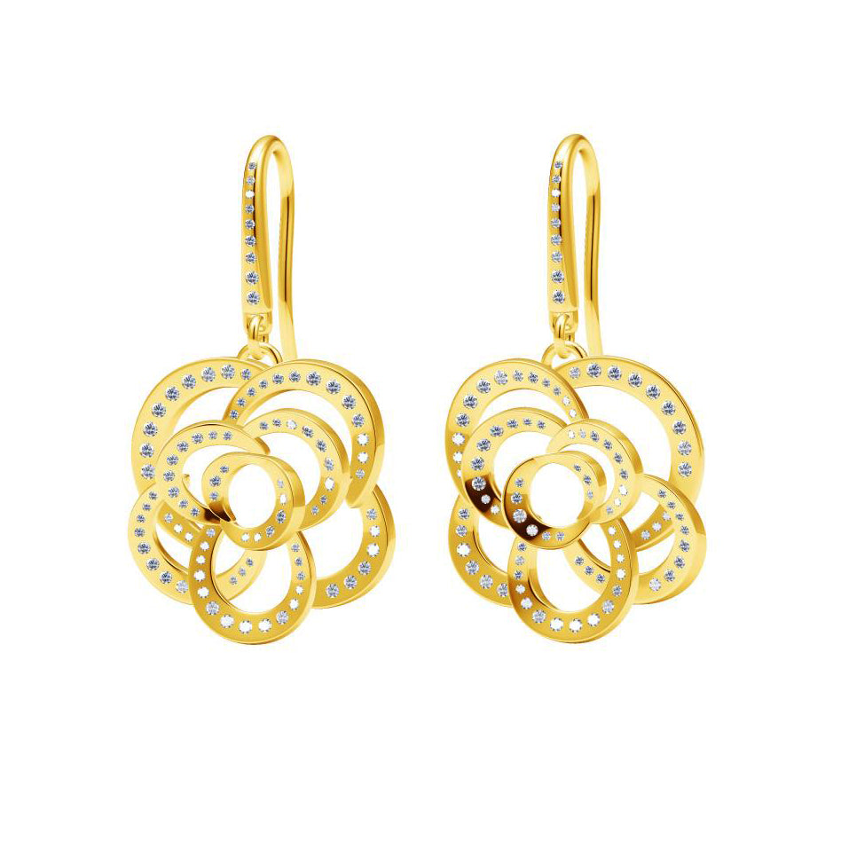 XNE-J83568 camellia earrings ear hooks