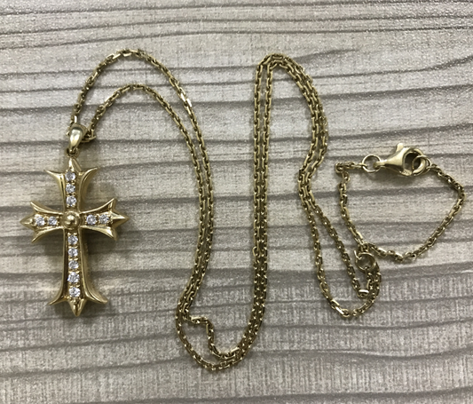 KLX-XL79915928 melon seed buckle diamond cross guest version pendant-2