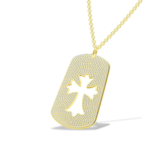 KLX-XL57026804 trapezoidal tag full diamond hollow cross pendant