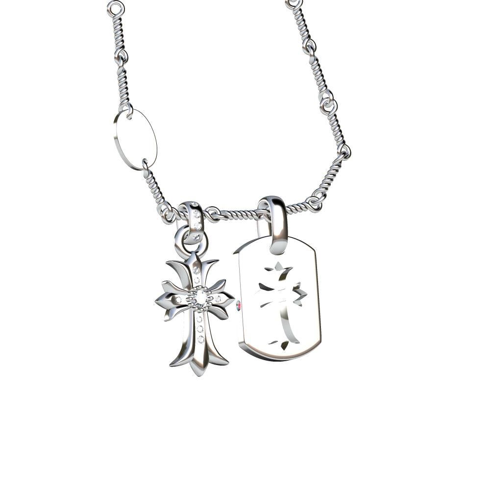 KLX-XL98219299 diamond double cross combination pendant