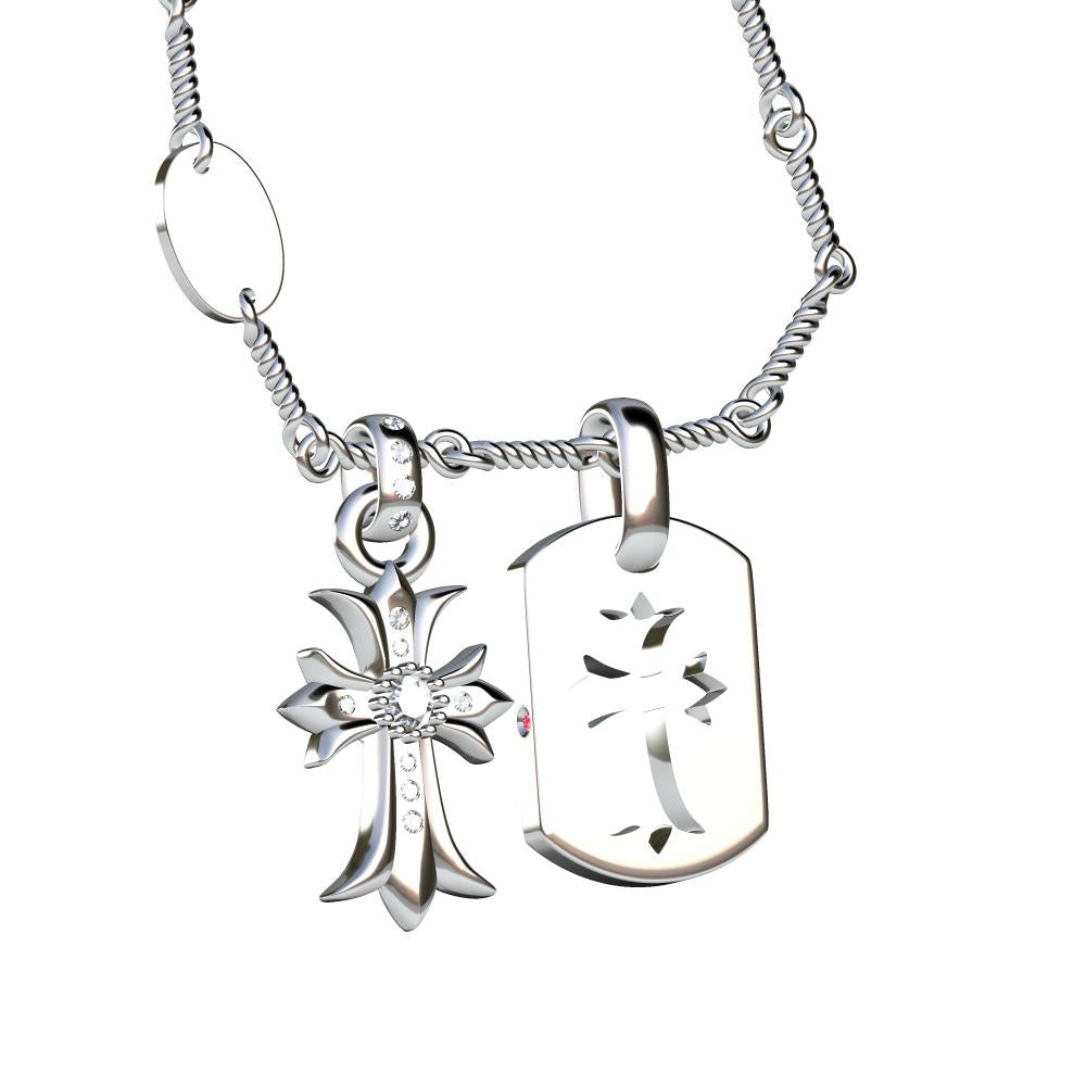 KLX-XL98219299 diamond double cross combination pendant