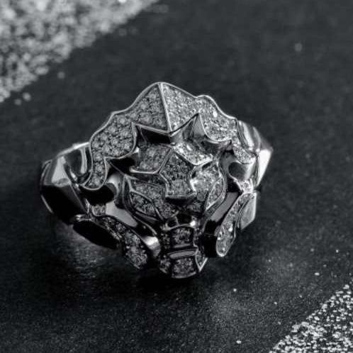 XNE-J10758 lion full diamond ring