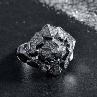 XNE-J10758 lion full diamond ring