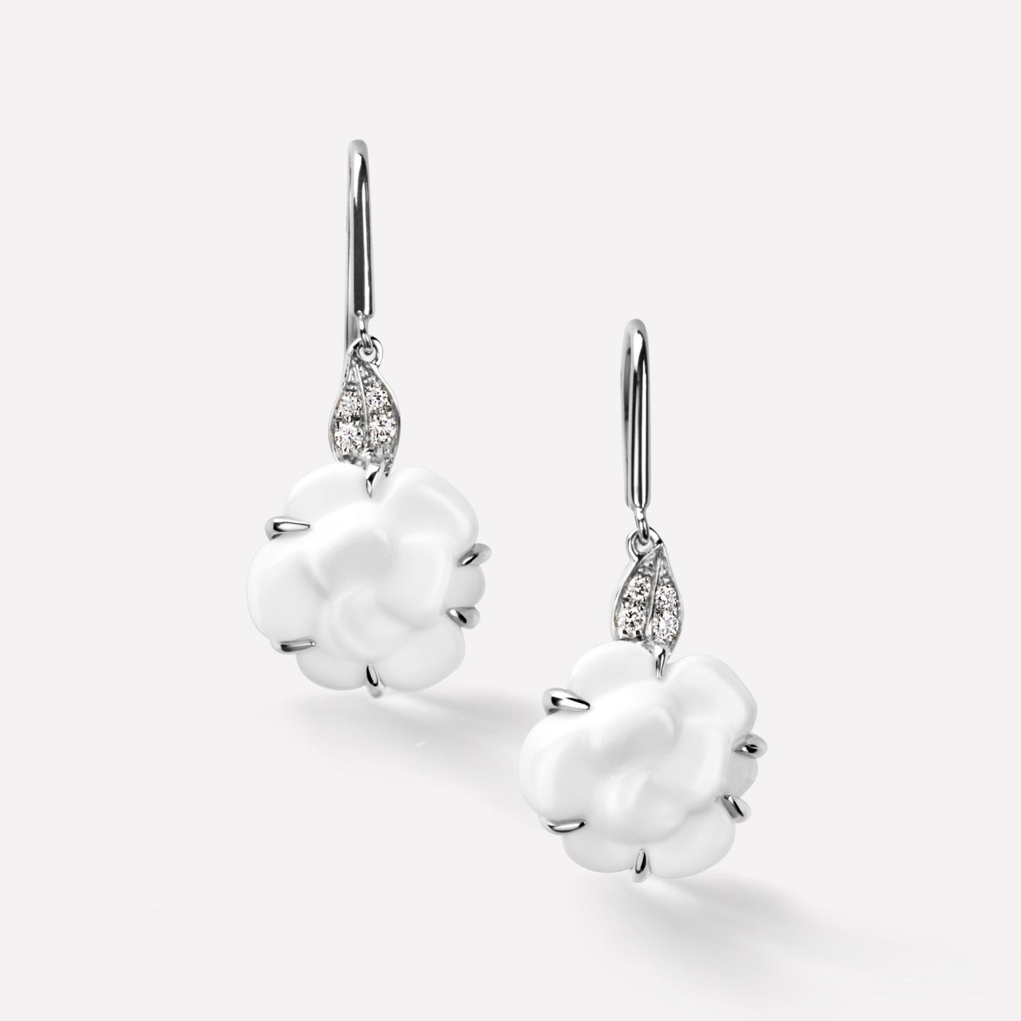 XNE-J2936 Ceramic Camellia Ear Hooks