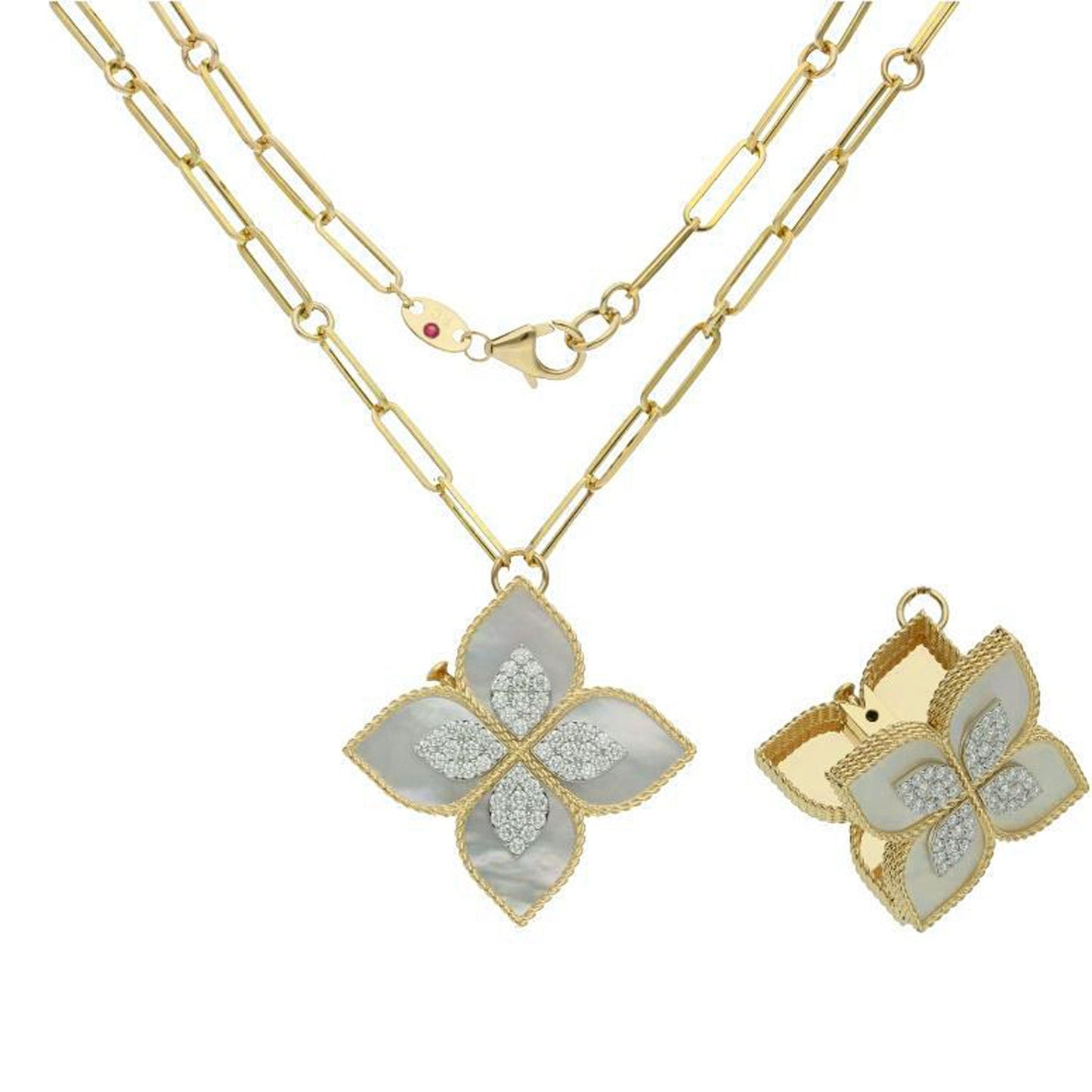 LBT-ADV888CL2024扭绳四叶草玛瑙镶钻82cm、背面开盖吊坠