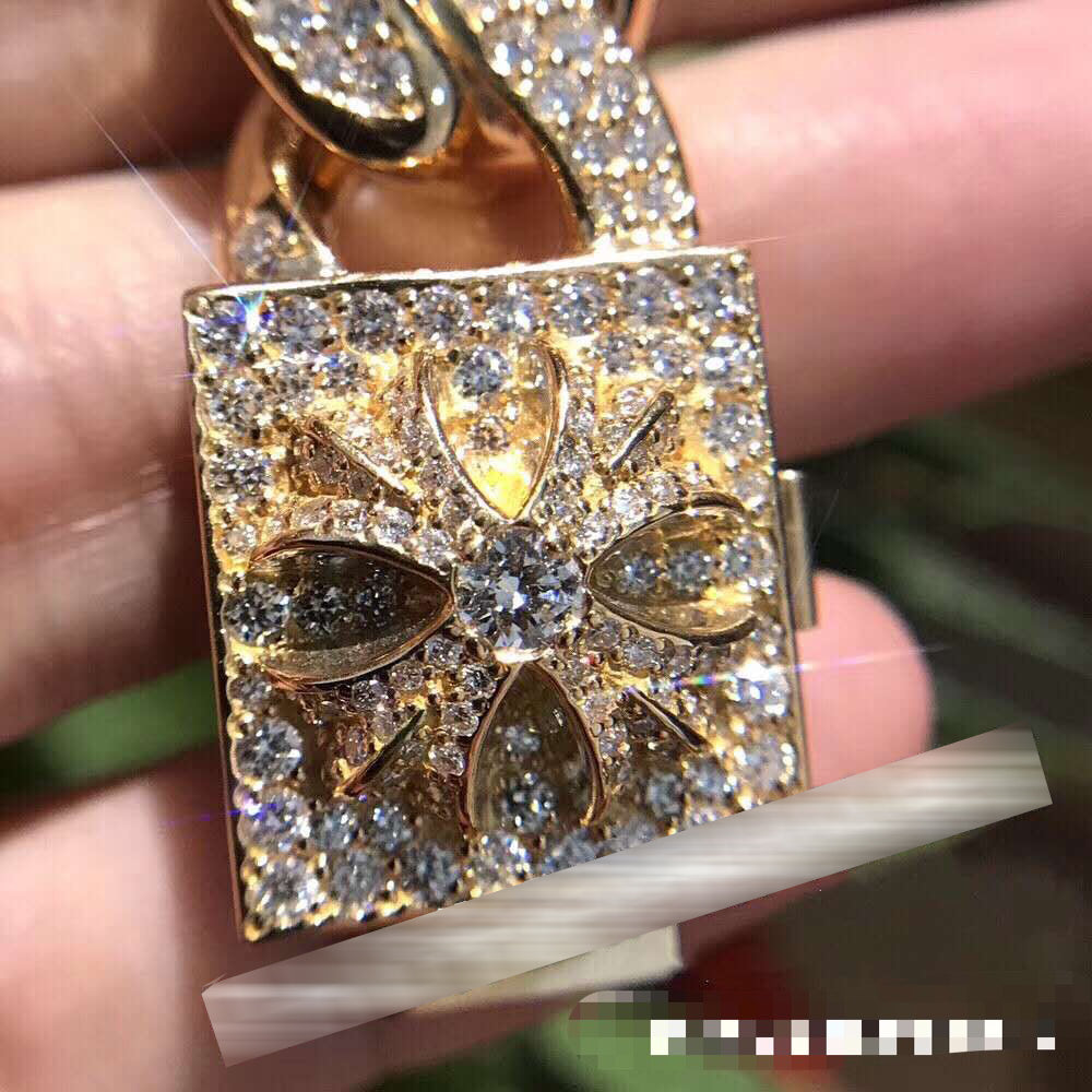 KLX-CH894776 15MM wide diamond cross denim chain bracelet