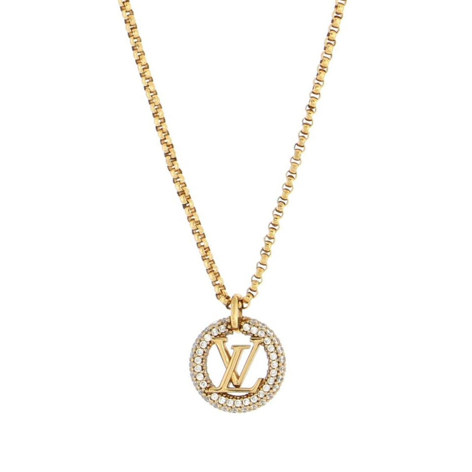 LV-M00759 full diamond LVLOGO round pendant