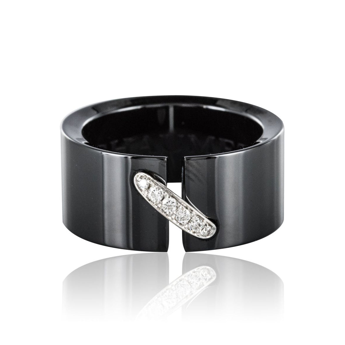 SM-70864 8mm black ceramic inclined bar wide version ring