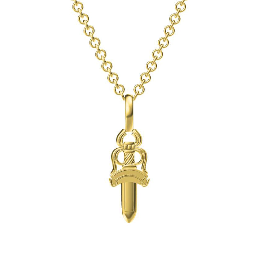 KLX-XL348986 light gold single-sided sword pendant