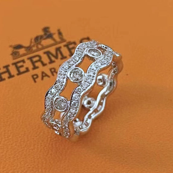 AMS-H406500 8mm波浪S扭纹中间水泡波浪边臂戒指