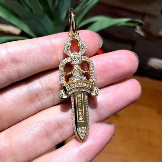 KLX-XL657648 narrow version double-sided dagger single-sided diamond sword pendant