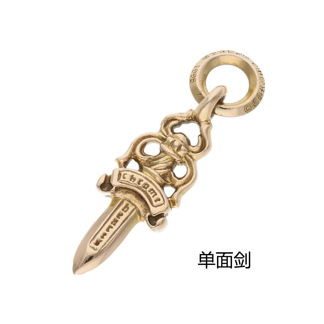KLX-CH97156 light gold single-sided sword dagger pendant