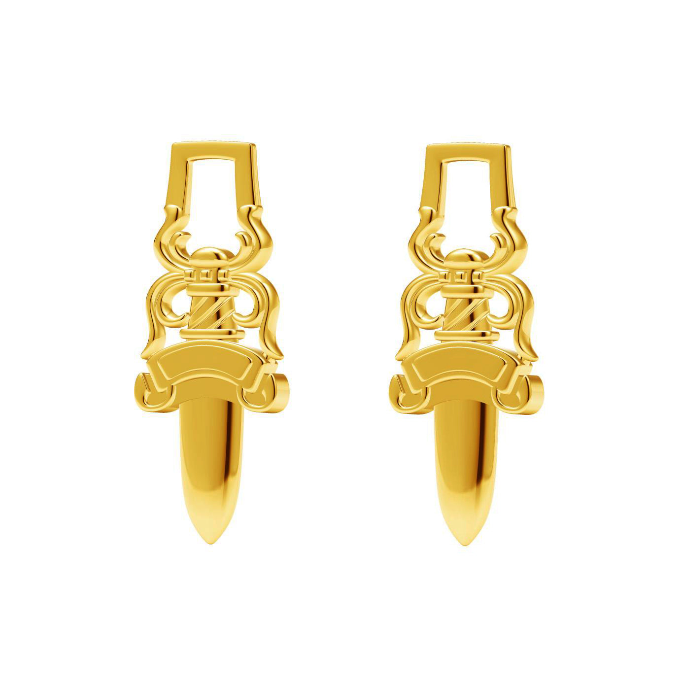 KLX-CH94590 light gold sword dagger earrings