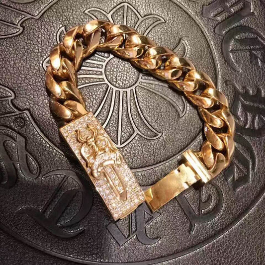 KLX-SZ356229 stone-set vintage cross spear flower sword twisted 8-character denim bracelet