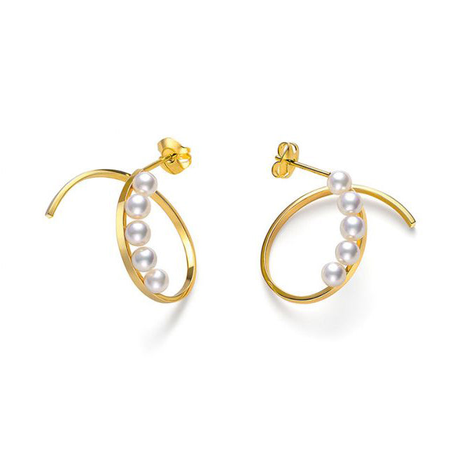 TSQ-E-4141 Pearl twisted coil earrings