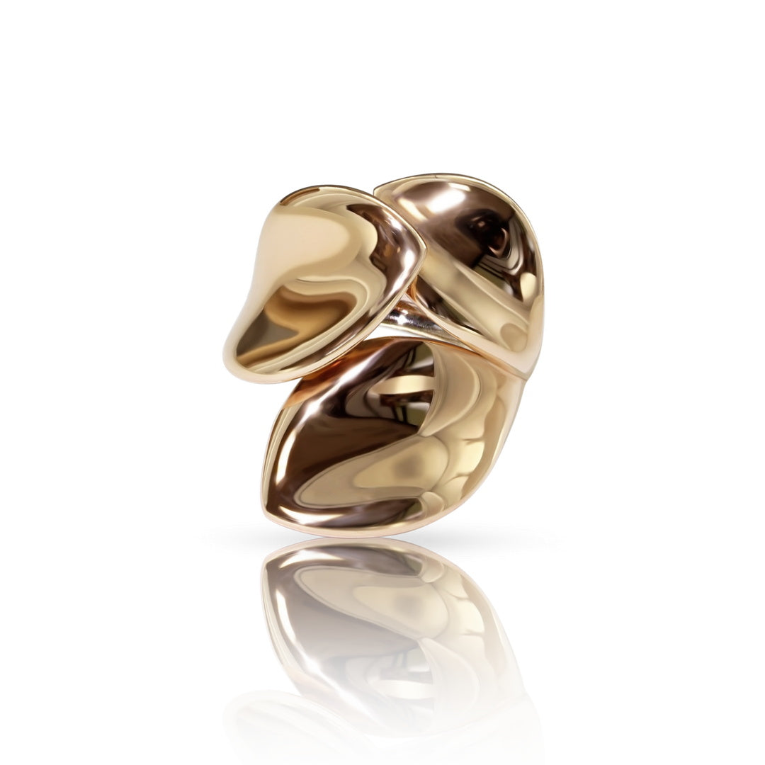 PB-15087R three petals 16.5# light gold ring three leaves