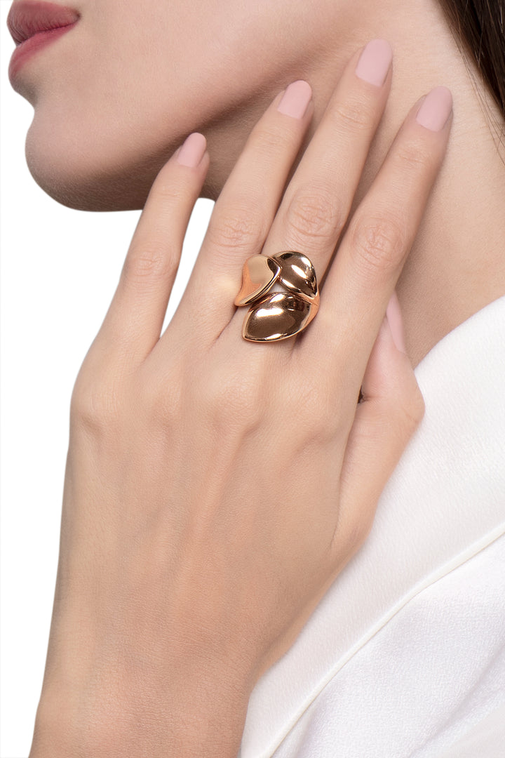 PB-15087R three petals 16.5# light gold ring three leaves