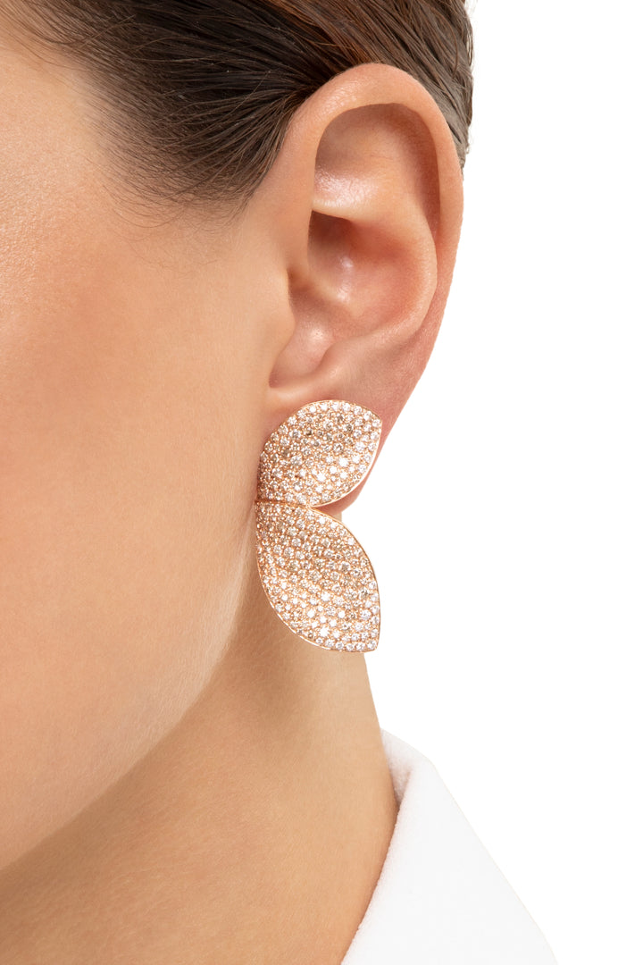PB-16459BR diamond leaf earrings