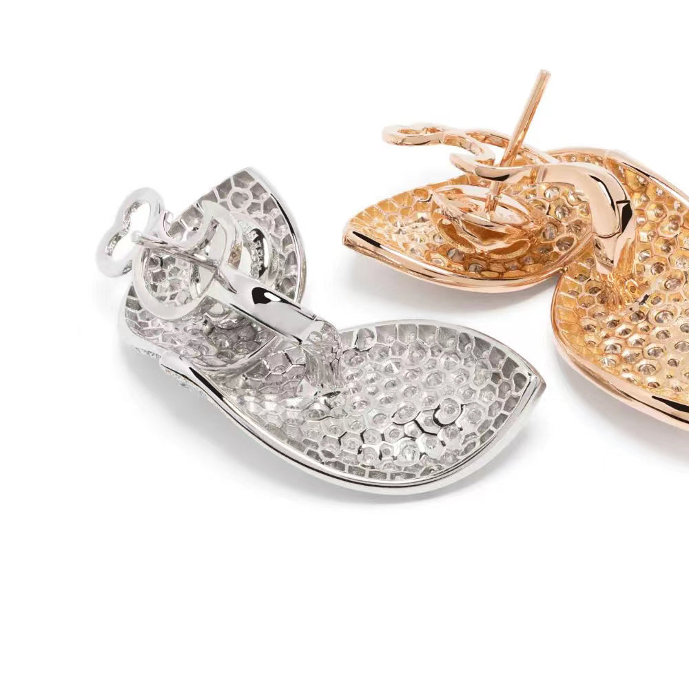 PB-16459BR diamond leaf earrings
