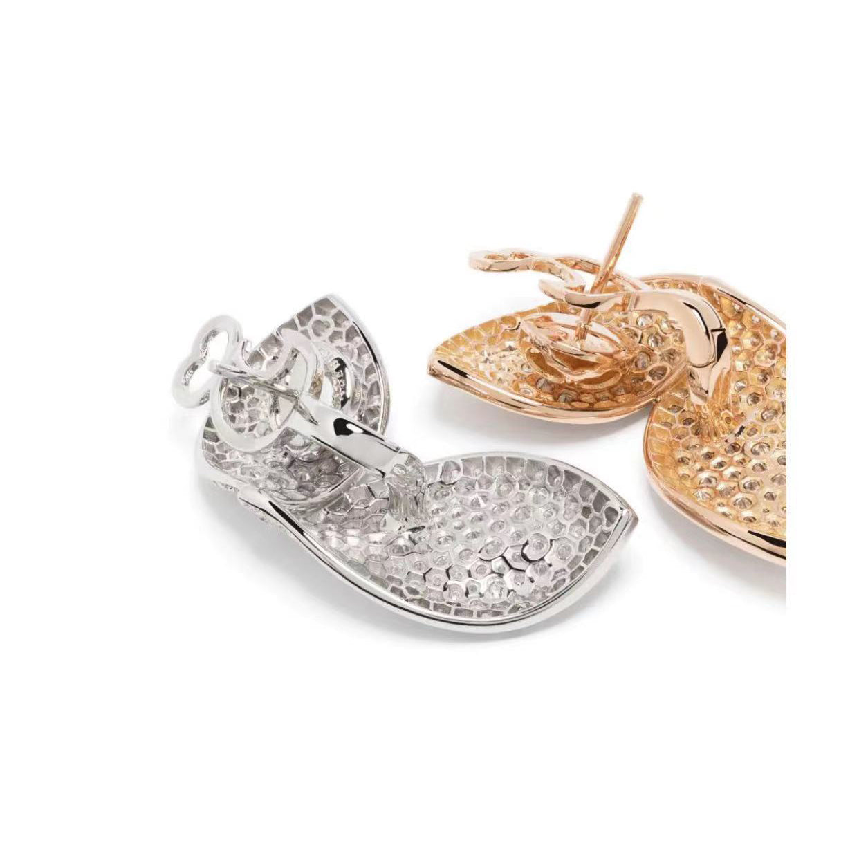 PB-16459BR diamond leaf earrings