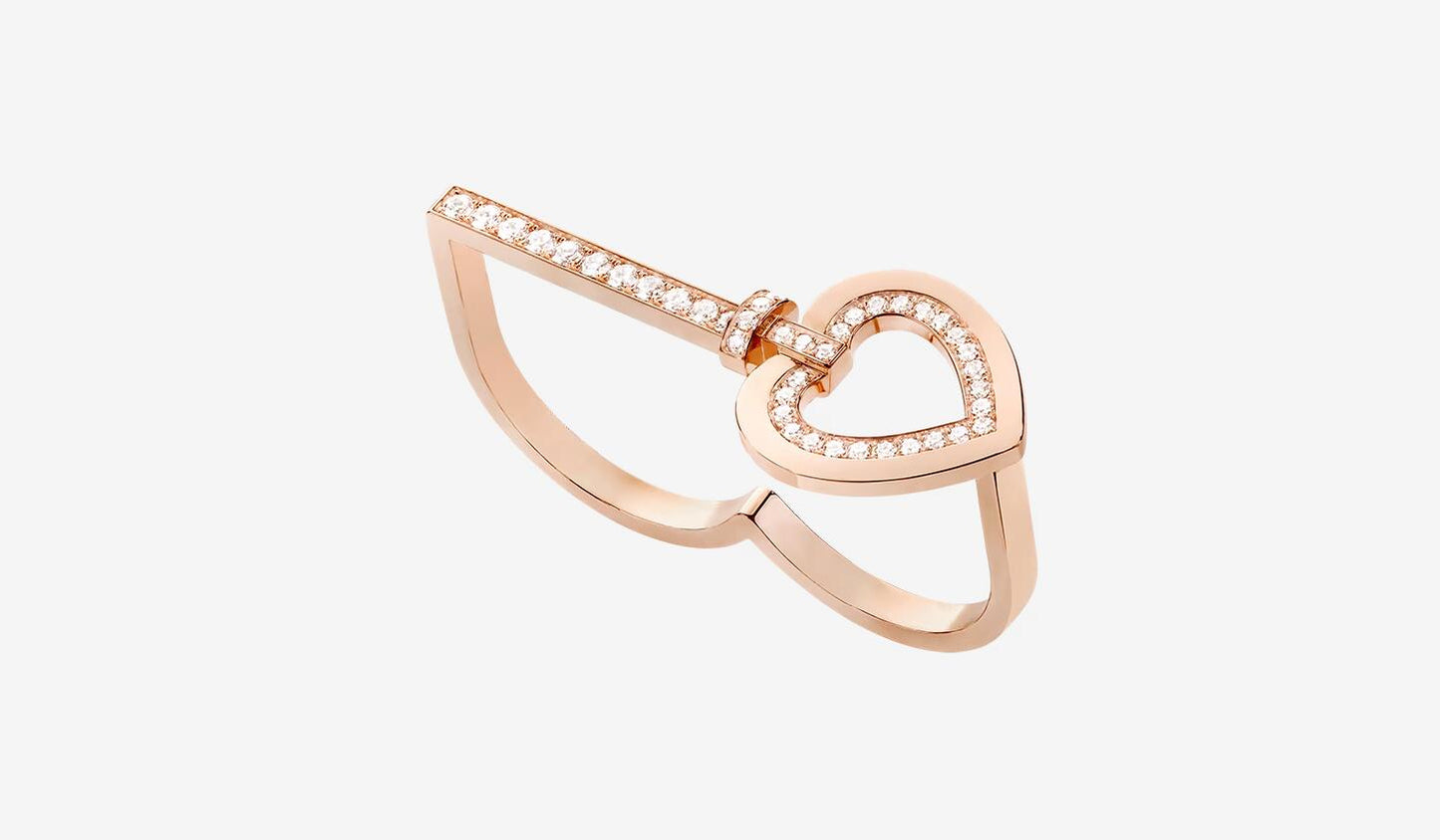 FLD-4B0991 Heart-shaped two-finger ring 17#