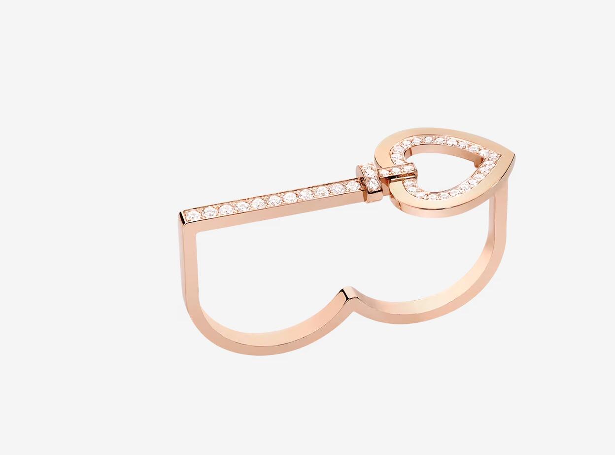 FLD-4B0991 Heart-shaped two-finger ring 17#