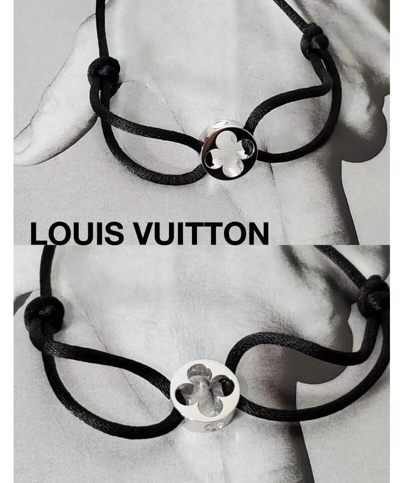 LV-Q95202 15MM wide black rope four-leaf clover passepartout bracelet