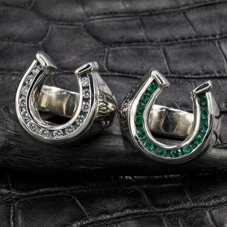 KLX-CH204166 U-shaped diamond color lettered men’s ring