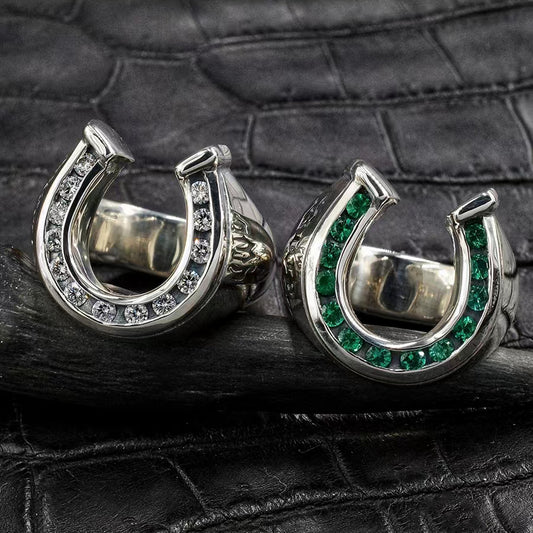 KLX-CH204166 U-shaped diamond color lettered men’s ring