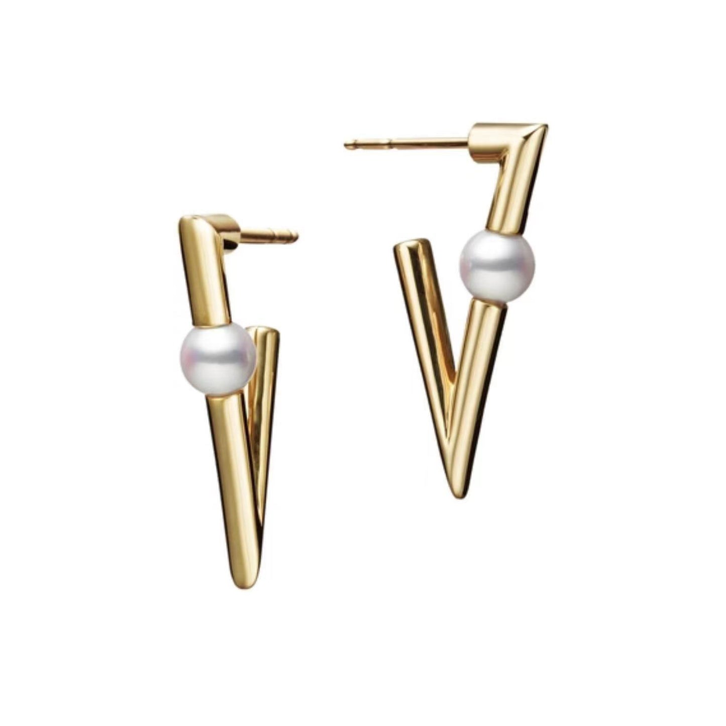 YMB-PE1779 V-shaped pearl 5mm stud earrings