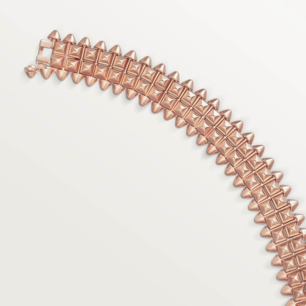 KDY-N6723417 9.2mm double row light gold pyramid protruding bracelet